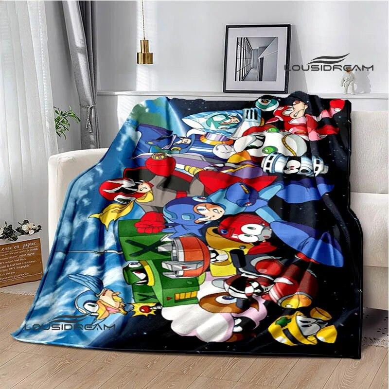 Rockman Game Cartoon Printed Blankets Warm Blanket Soft and Comfortable Home Travel Bed Blanket Picnic Blanket Birthday Gift