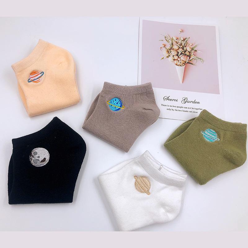 5 perechi de șosete de damă Star Universe șosete scurte din bumbac brodate