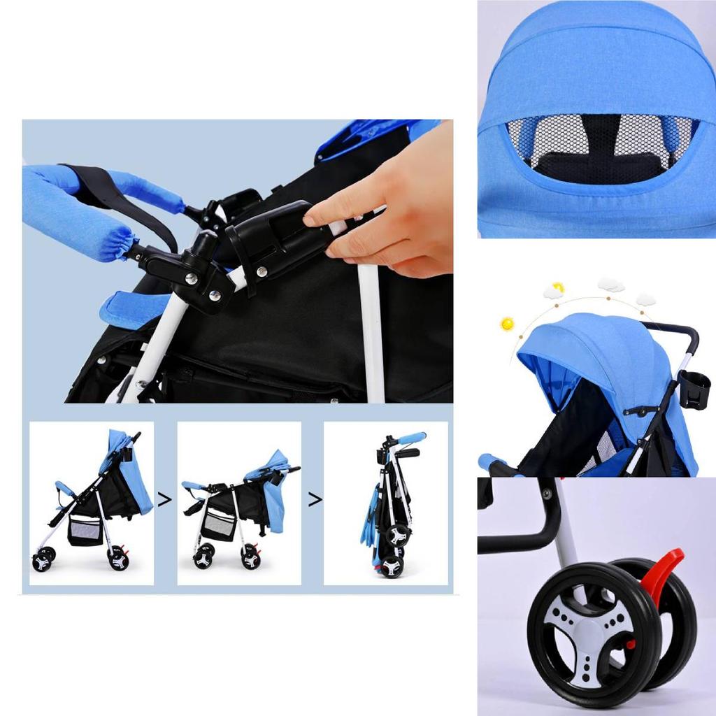 Cărucior de Copii Compact Pliabil Cu Spătar Reglabil Ideal Pentru Sugari Și Copii Mici
