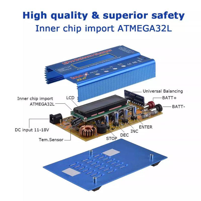 HTRC iMAX B6 AC RC Charger 80W B6 Balance Charger Digital LCD Screen Li-ion Nimh Nicd Lipo Battery Discharger Cable