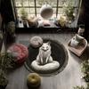 Black and White Fox,Round Area Rug,Carpet Rug for Living Room Bedroom Sofa Playroom Decor,Non-slip Floor Mat