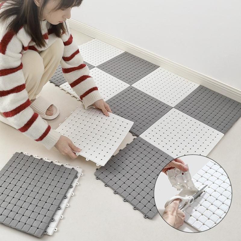 30x30cm Quadratische Badezimmer-Rutschmatten Duschraum-Bodenmatte Schwimmbad Hohl-Verbindung Wasserabdichtung Badedusch-Fußmatten Zuschneidbar Entwässerungs-Bodenmatte