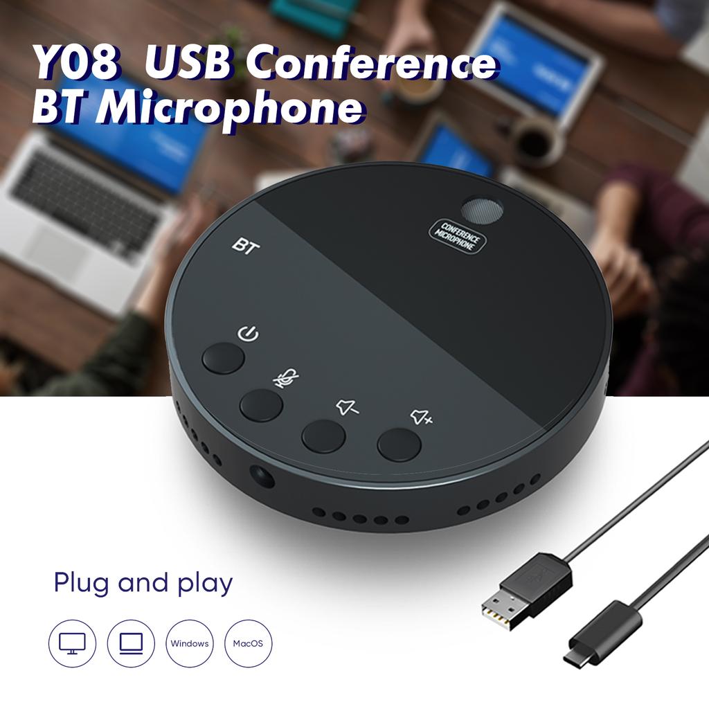 360° Omnidirectional Condenser Computer Mic Desktop USB Conference Speakerphone Microphone  Mute/Volume Function with Speaker
