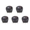 5Pcs Car On Off Rocker Switch Round 12V Red Led Fog Light Lamp Symbol Car Truck