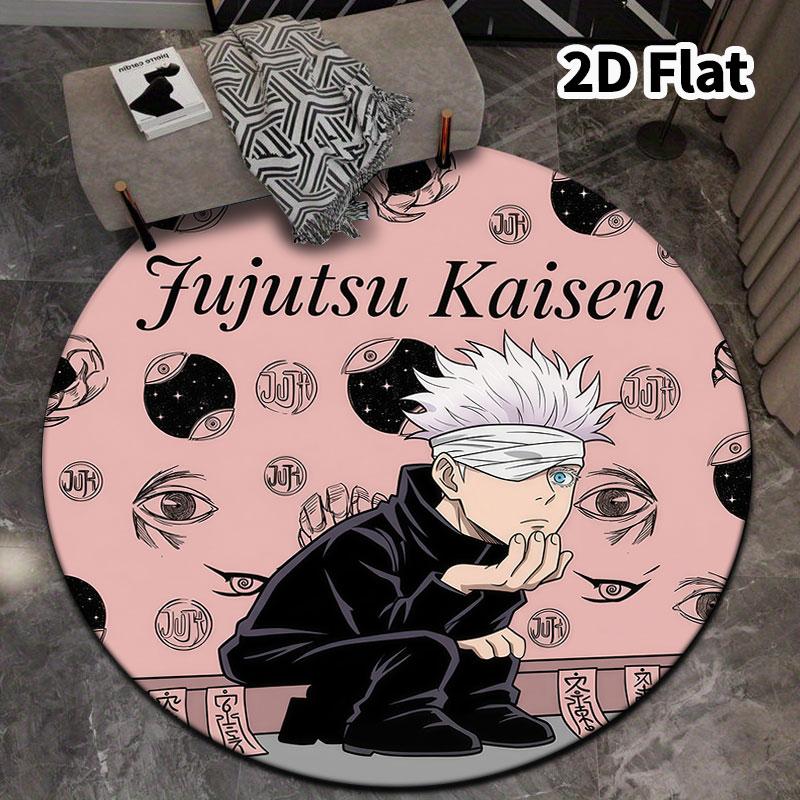 Tappeto Rotondo Jujutsu Kaisen Tappeto per Soggiorno Camera da Letto Divano Stanza dei Giochi Decorazione Tappetino Antiscivolo per Pavimento