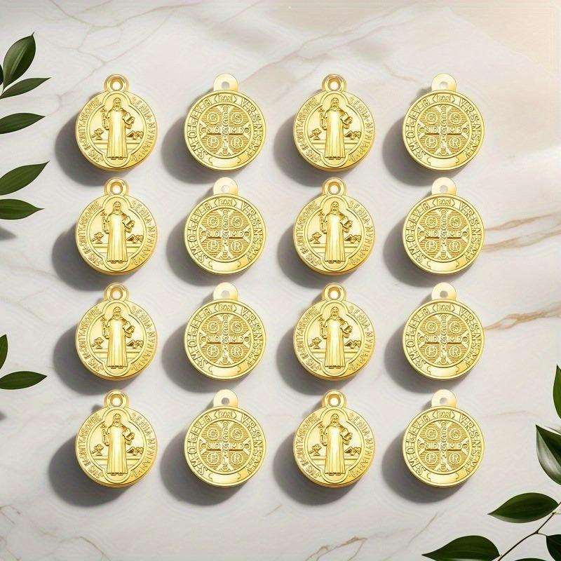 10 Piezas Medallas de San Benito Dijes Metal de Aleación San Benito Protección Desde DIY Joyería para Mujeres Hombres Fabricación de Regalos Llavero Colgante