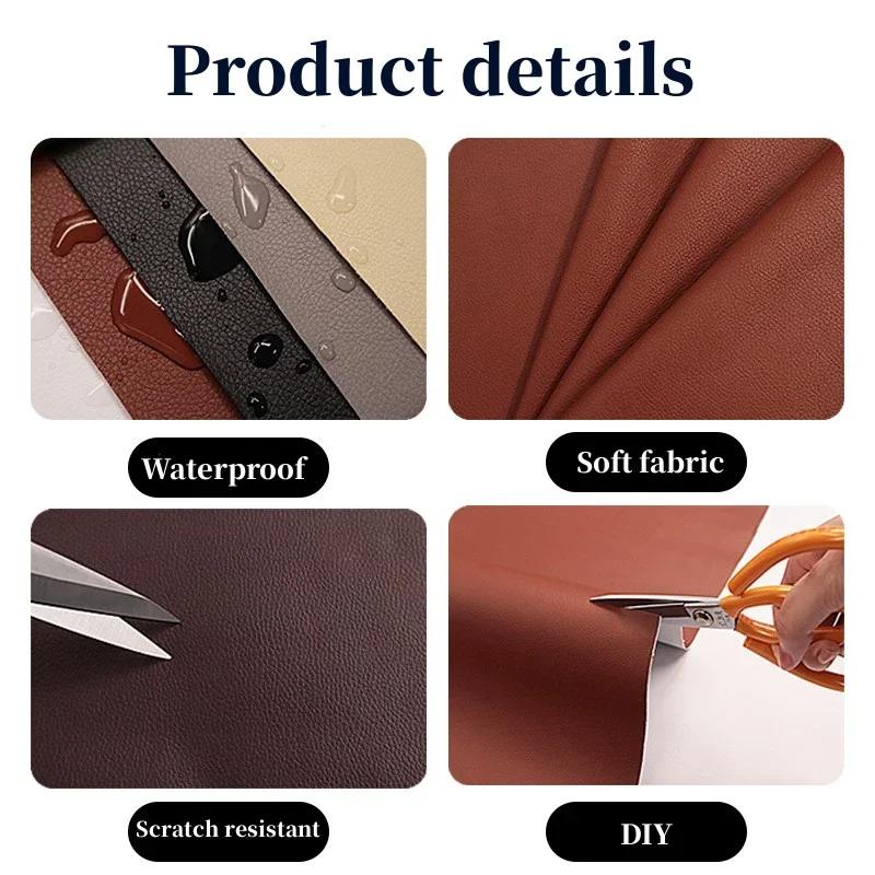 Self Adhesive PU Leather Fabric Repair Patch for Sofa Car Interior Chair Seat Refurbished Black Leather Material Tape Stickers