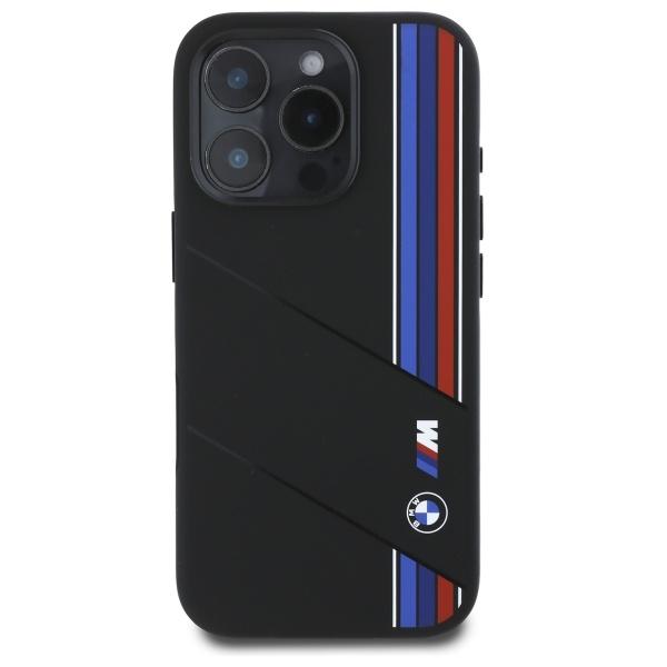 Bmw Bmhmp16L23Scuk Iphone 16 Pro 6.3    Czarny/Black Hardcase Silicone Cut Tricolor Lines Magsafe