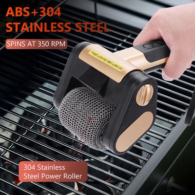 Electric Grill Cleaner Rechargeable Cordless Grill Cleaning Scrub Brush Stainless Steel Roller Grill Cleaning Tools For Outdoor