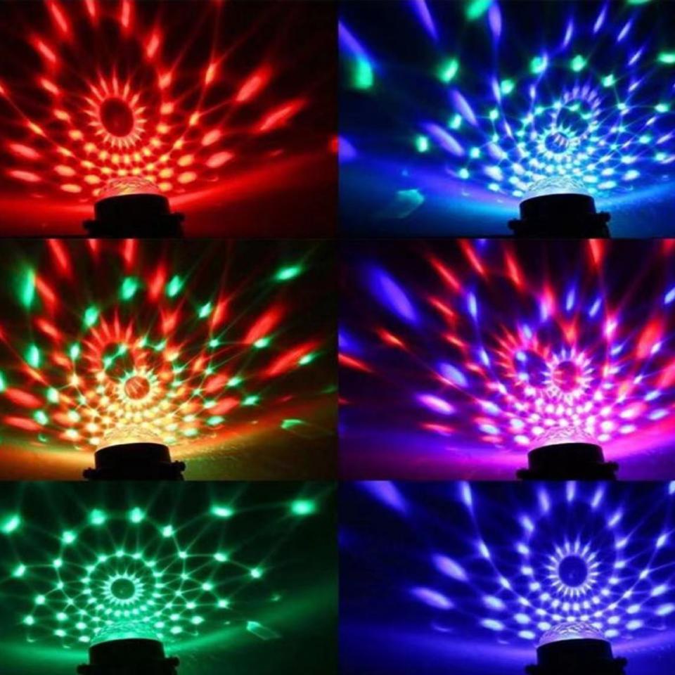 7 Colors ABS Crystal Magic Ball Light Sound Activated Led Stage Light with Remote Control Strobe Lamp for Family Parties and Holiday Celebrations
