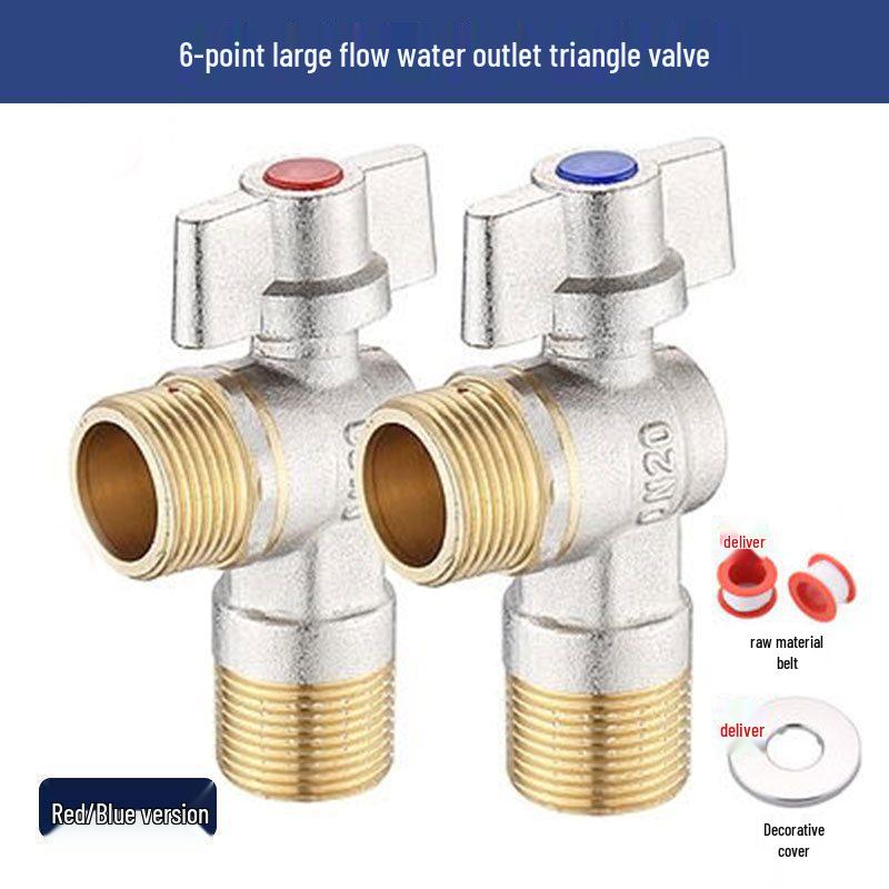 Universal All-Copper Gas Water Heater Valve: Hot/Cold Flow, 4/6 Point Angle Stop & Triangle Valve