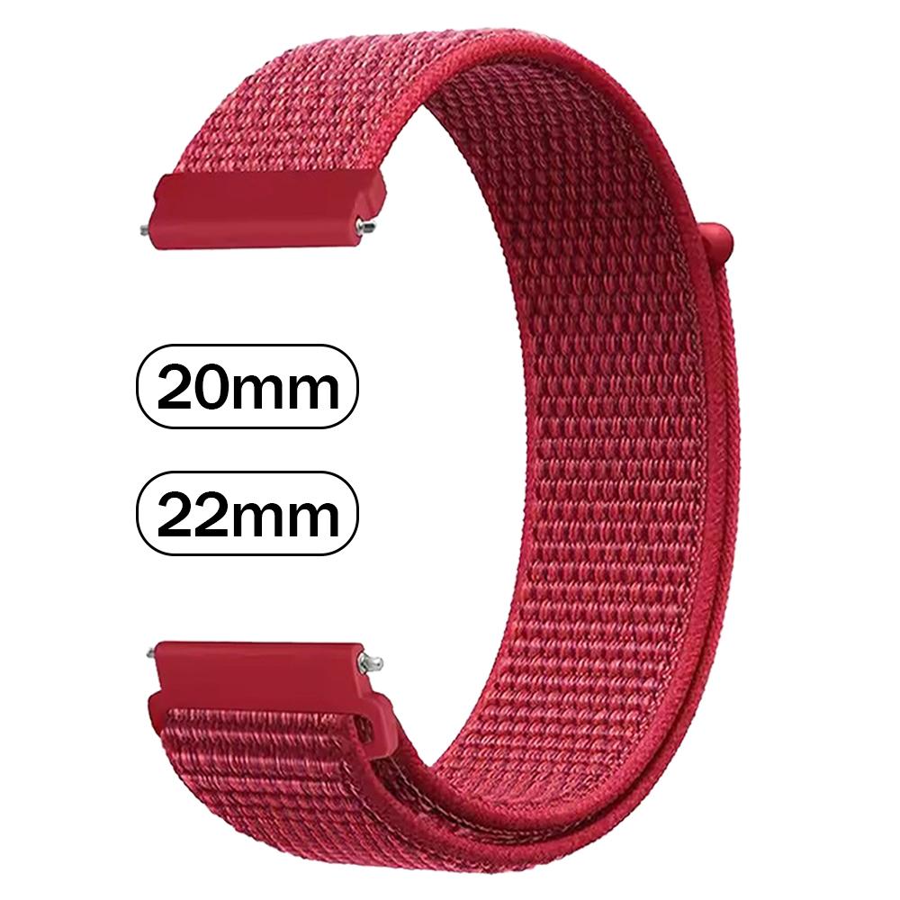 

2Pcs 20mm/22mm Nylon Watchband For AMAZFIT BALANCE 2/BIP 6/GTR/GTS 4/Active2 Strap For Garmin Venu 4 Woven Loop Bracelet Replace 20mm Watchband красный