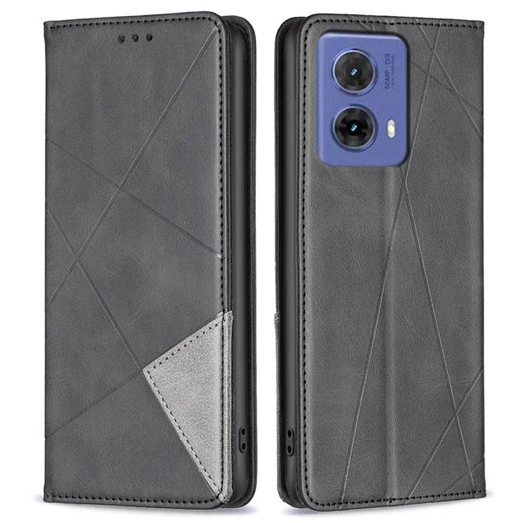 

For Motorola Moto G85 5G Case PU Leather Phone Cover with Card Slots Stand - Black