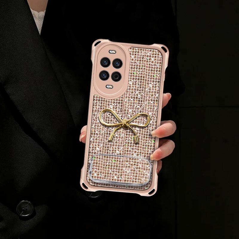 The bow is suitable for Huawei nova15 mobile phone case nova14 bracket nova13/12 lanyard 10/11 anti-drop case.