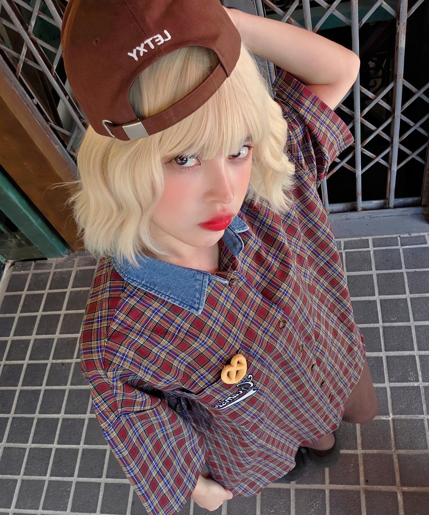 Cream Soda Lab Tartan Pocket Check Shirt Oversized Old Burgundy Old Burgundy/1