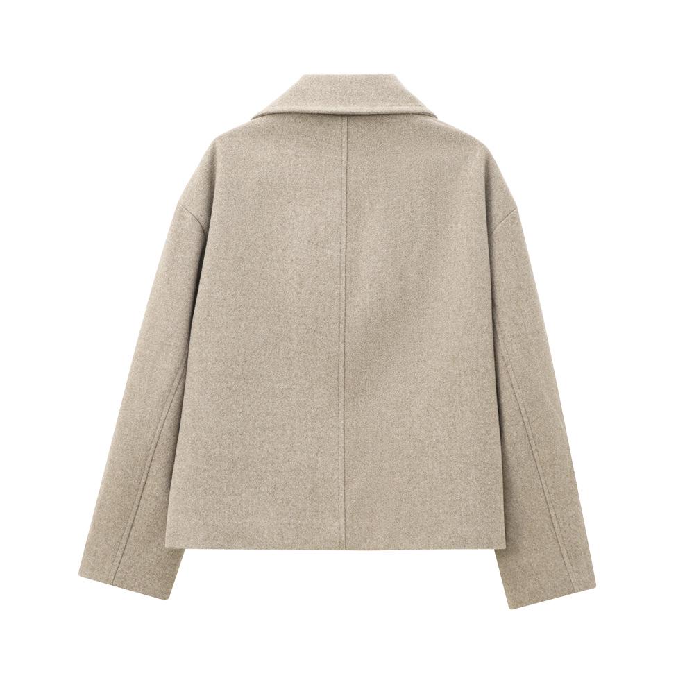 Women's Double-Breasted Wool-Blend Short Coat - Autumn/Winter 2024 Collection