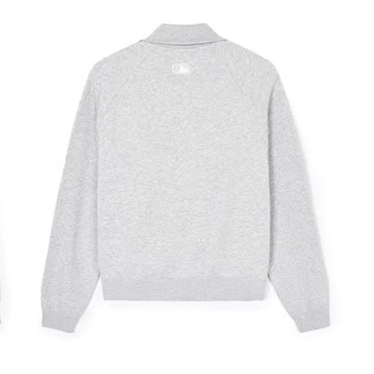 MLB Comfortable Stylish Beautiful Lightweight Half-Zip Polo Sweatshirt Women Sweatshirts Light-Gray 3FMTB0341-44MGS