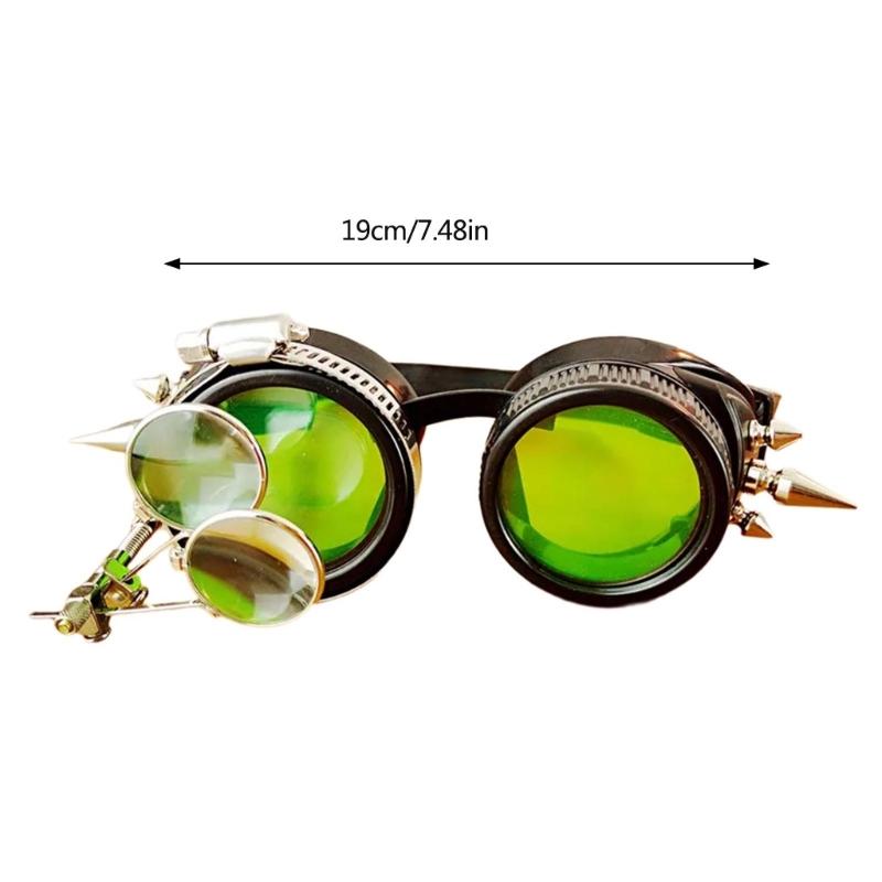 Retro Steampunk Glasses Halloween Cosplay Glasses Steampunk Goggles with Rivets for Carnivals Theme Party