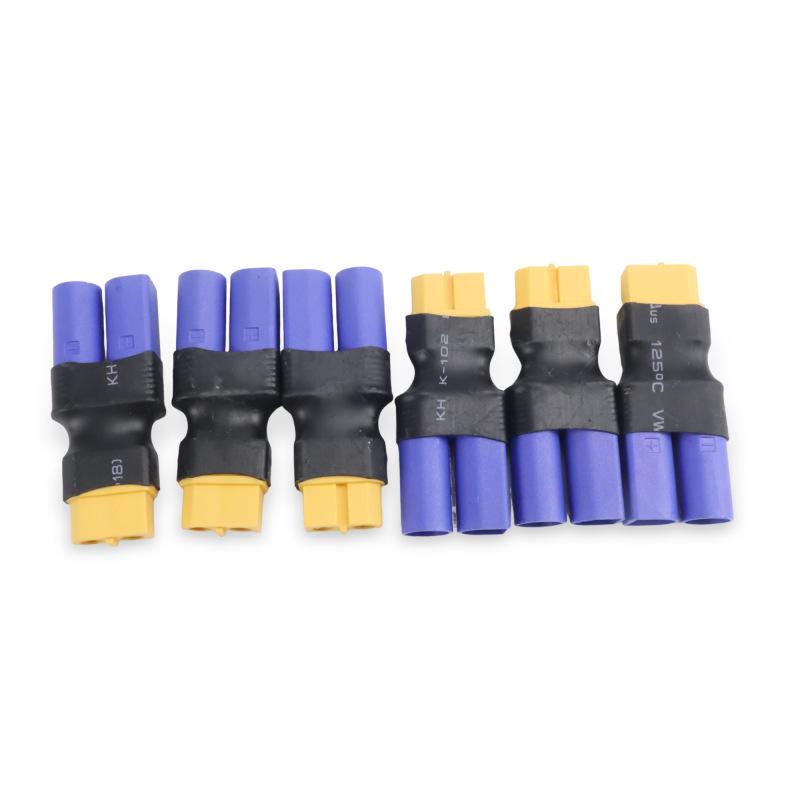 XT60 Male to EC5 Female & EC5 Male to XT60 Female RC Battery Adapter for Airplanes