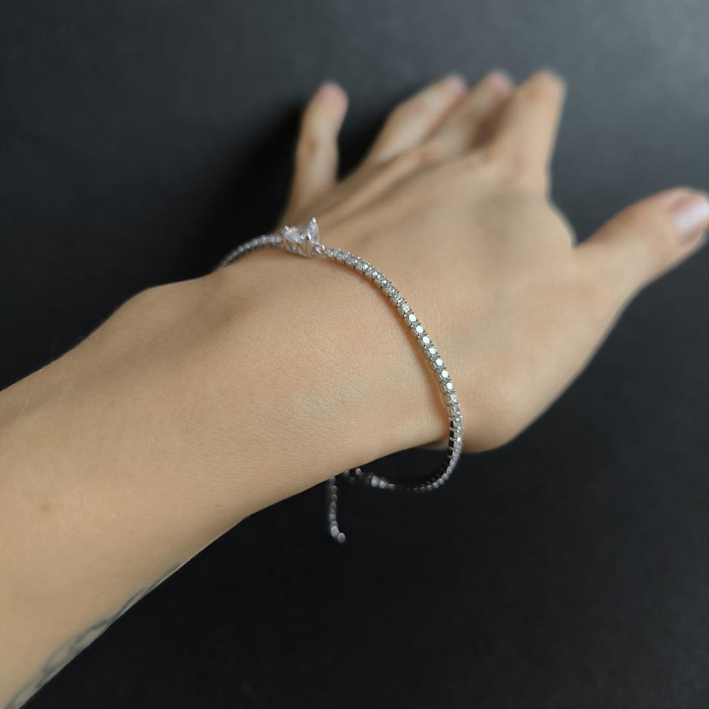 Серебряный браслет с фианитами, вес изделия 4,07 гр (2209126)