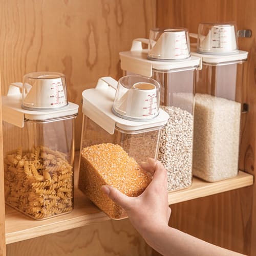 MiniMood Airtight Rice Container, Slim, Clear Storage Container for Refrigerator Storage, Measuring Lid for Secure Seal and Freshness, Storage Capable