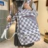 Student backpack women's fashion checkerboard Japanese campus backpack large capacity waterproof schoolbag trend