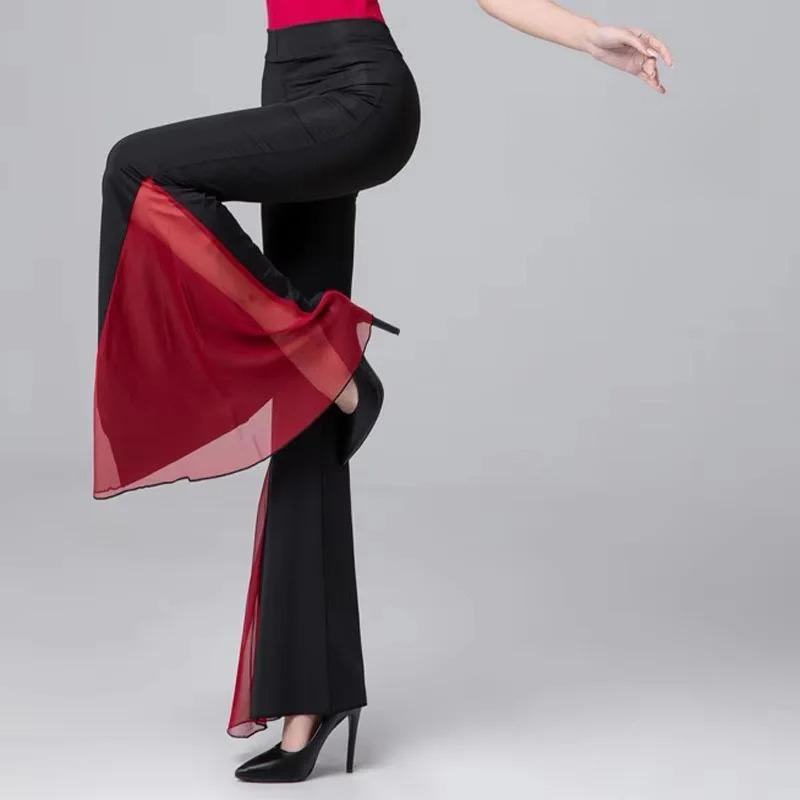 Pantaloni da Ballo Eleganti a Zampa d'Elefante da Donna Pantaloni da Ballo Latino da Sala da Ballo Pantaloni da Danza del Ventre Pantaloni da Allenamento Costume da Esibizione