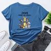 Dogs Make Me Happy Cotton T-Shirt Short Sleeve Round Neck Women 2d Print Tops