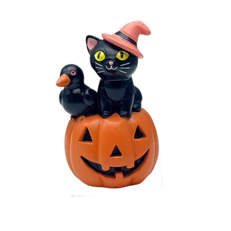 New Popular Halloween Cat Pumpkin Home Decoration Courtyard Hungry Oh Is Desktop Crafts Ornament Resin Model