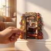 Decorative Baseboard Elf Door Wooden Halloween Decor, 2D Fairy Mouse Miniature Wall Autumn Theme Tale Ornaments Hanging, Rustic Shelf Ornament
