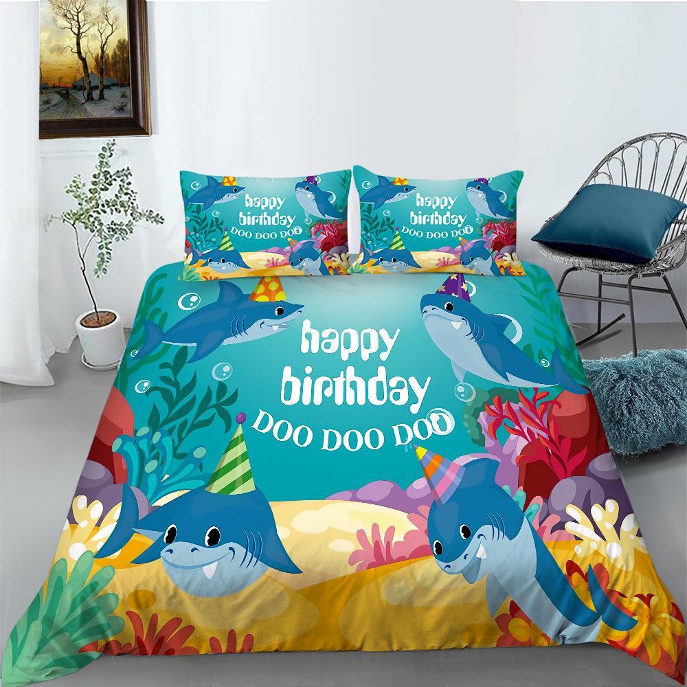 Bedding Two Or Three-Piece Set Cartoon Marine Animal Series Digital Printing Polyester