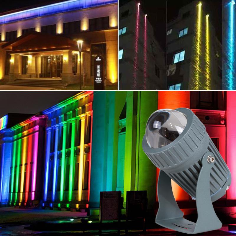 5W 10W Outdoor Wall Lamp RGB Floodlight LED Waterproof Spotlight with Narrow Beam Angle Light Landscape Lights for Street Garden