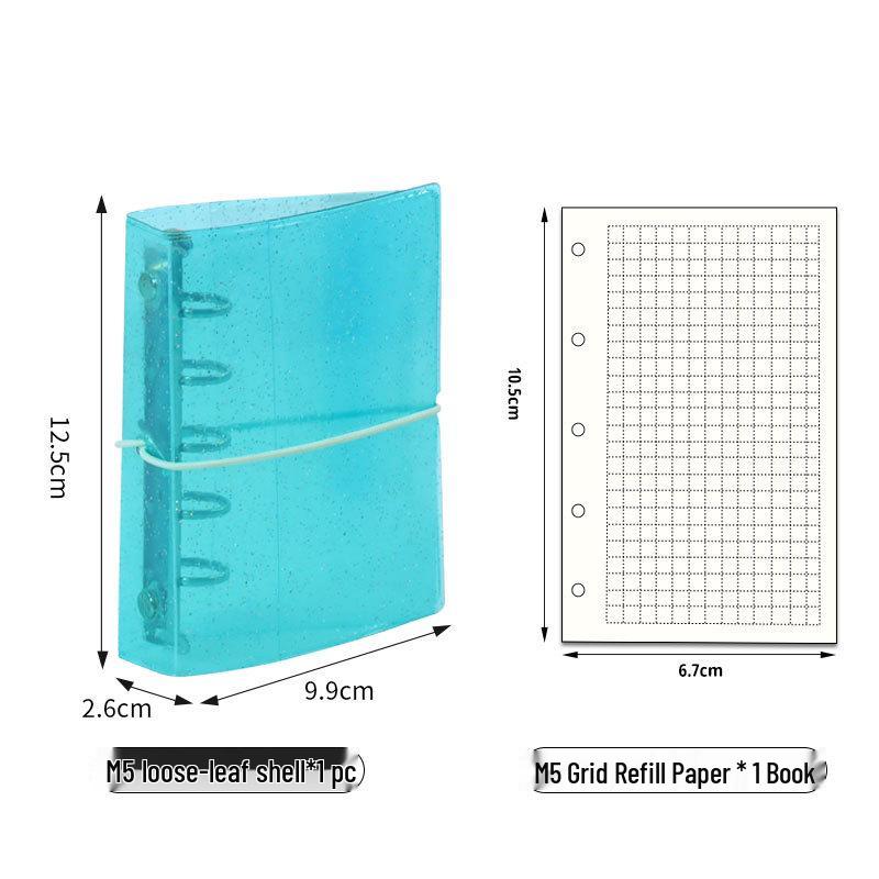 Mini M5 Transparent Notebook with Candy Color Loose-Leaf, Blank, Lined, Grid, and Vertical Pages