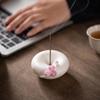 White Porcelain Plum Blossom Incense Holder: Handmade Vertical Stand for Indoor Use