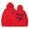 European Size Women's Casual Pocket Hoodie with 'I'm Just a Girl' Print for Autumn/Winter