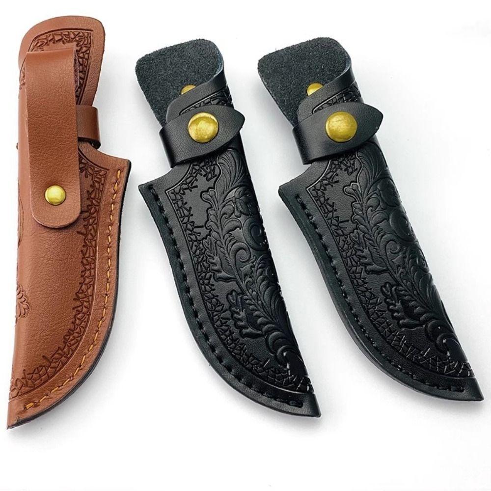 Multi-function Leather Sheath Brown Straight Knife Cover Waist Belt Buckle  Outdoor Tool