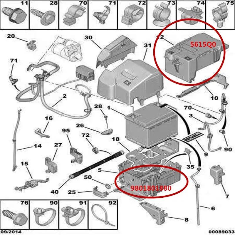 5615Q0 9801801880 For Peugeot 208 2008 301 for Citroen C3 C-Elysee Battery cover
