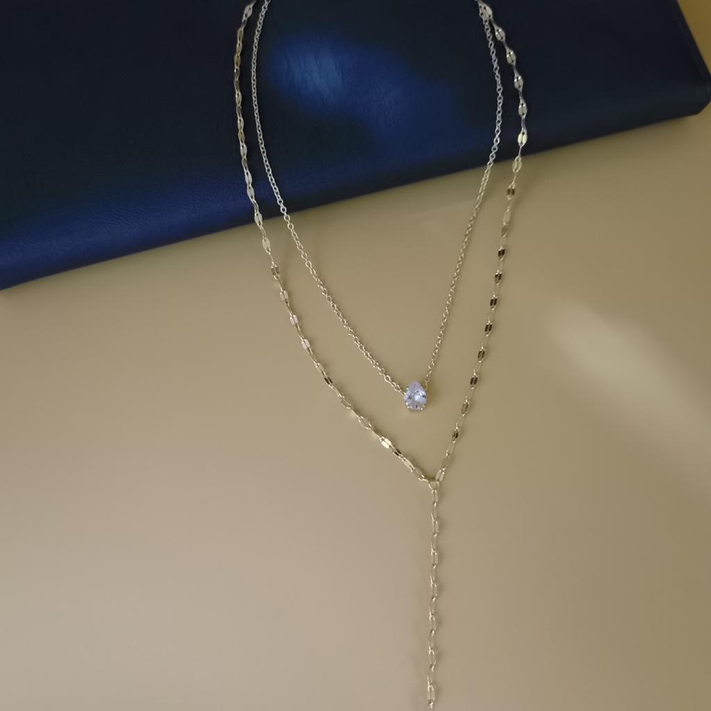 High-end Long Y-shaped Tassel Flash Diamond Necklace Female Niche Light Luxury Double-layer Sexy Collarbone Chain Exquisite Neck Chain Tide