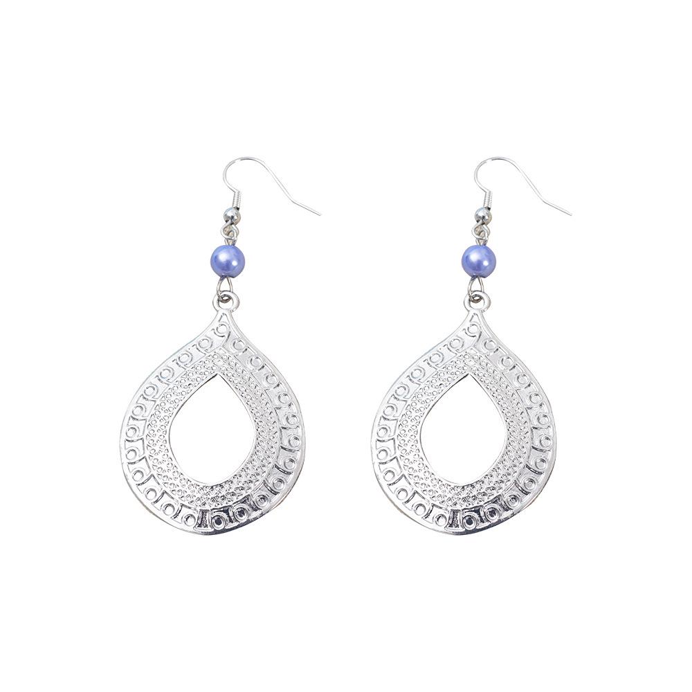 Zinc Alloy Retro Hollow Water Drop Earrings with Exquisite Pattern for Women