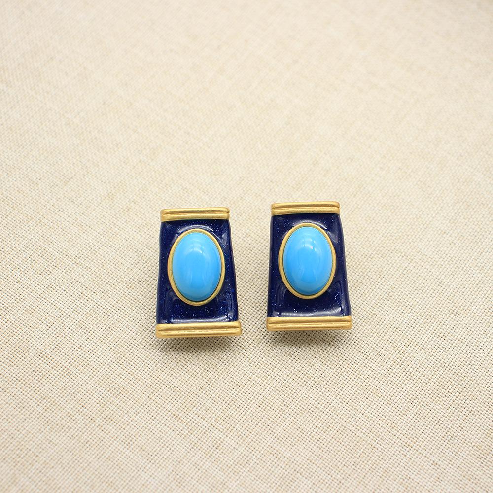 

Ретро эмалевые серьги и ожерелье с имитацией бирюзы - Женские винтажные аксессуары-подвески для свитера