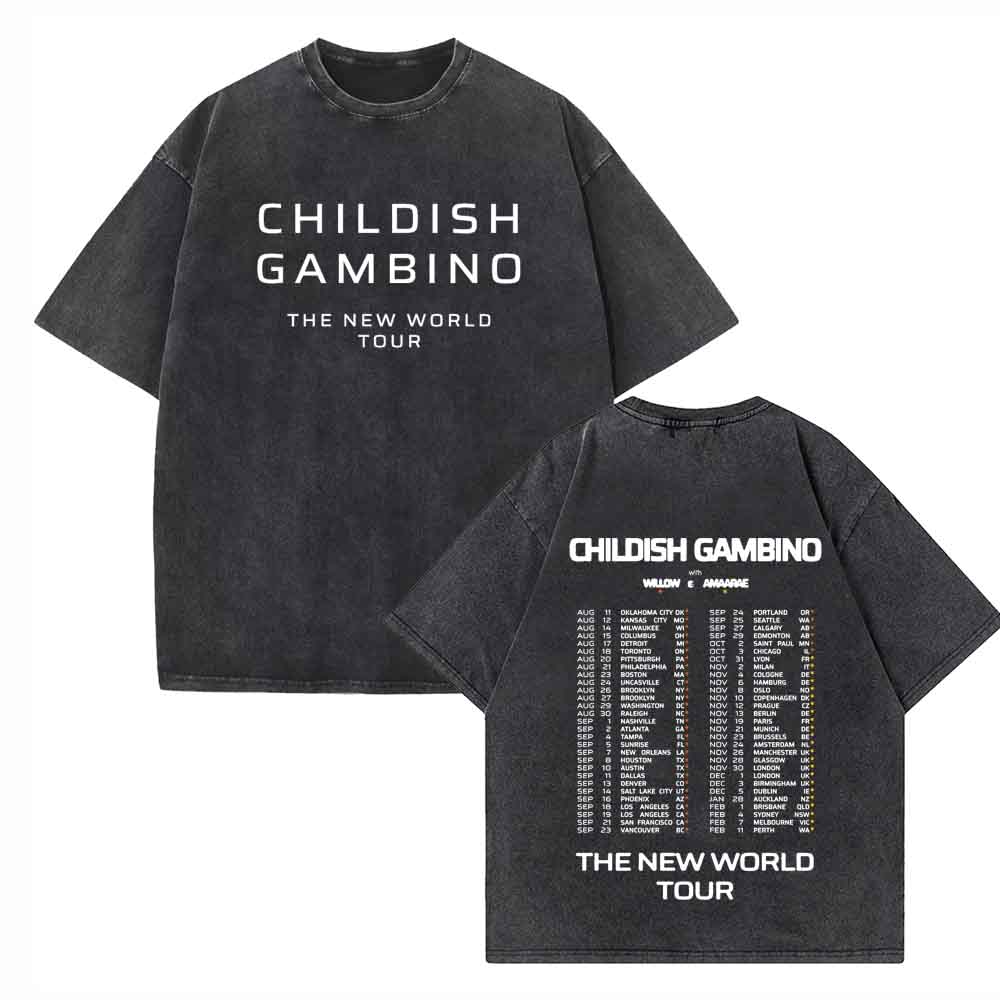 Childish Gambino The New World Tour Shirts Vintage Harajuku Summer  Unisex O-Neck Short Regular  Sleeve Cotton T-Shirts