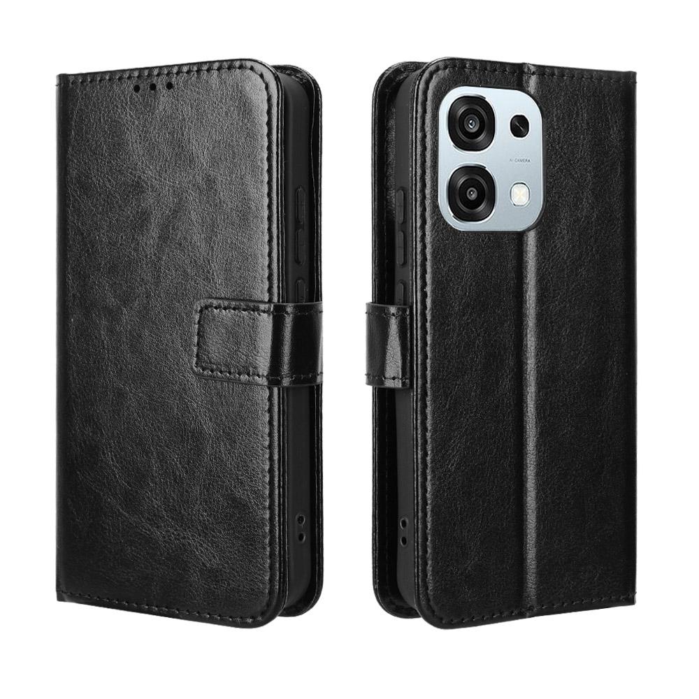 PU Leather Case for Oppo A6 Pro 4G/A6 Pro 5G/F31 5G Crazy Horse Texture Phone Wallet Cover with Strap
