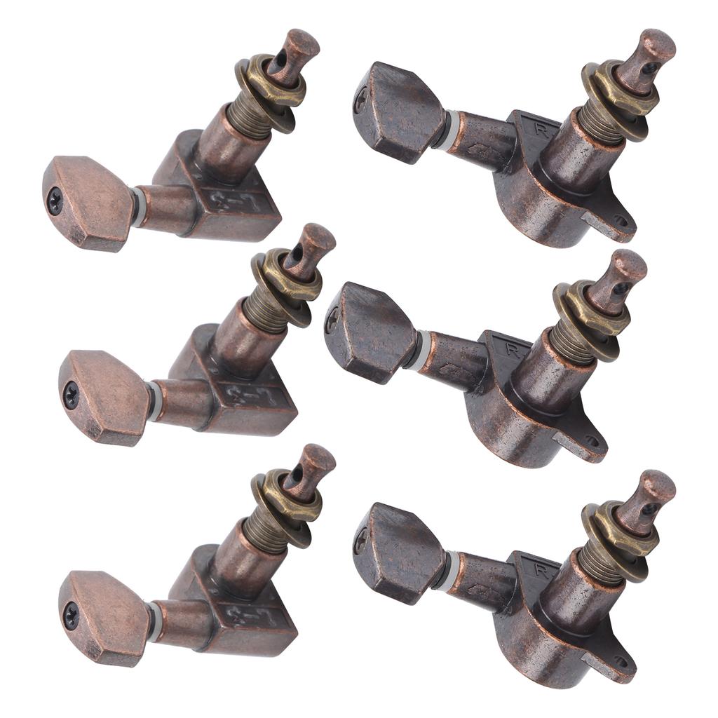 6Pcs Guitar Locking Tuners Tuning Pegs for Full Enclosed Electric Guitars AccessoriesAntique Copper