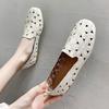 Square Head Single Shoes Women's Doudou Shoes 2025 New Spring and Summer Soft Leather Single Shoes Hollow Women's Flat Mother Shoes Loafers