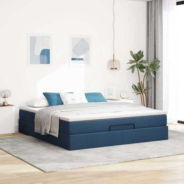 Maison Exclusive - Cadre de lit ottoman avec matelas bleu 180x200 cm tissu