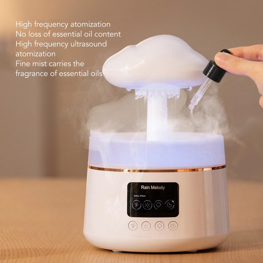 Rain Cloud Essential Oil Diffuser Humidifier Ultrasound Water Drip White Noise Night Light Aroma Diffuser with Display Timer