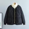 Corduroy Patchwork Quilted Jacket Winter Women Clothing Parkas Warm Cotton-padded Jacket Lightweight Coat Single-breasted Tops