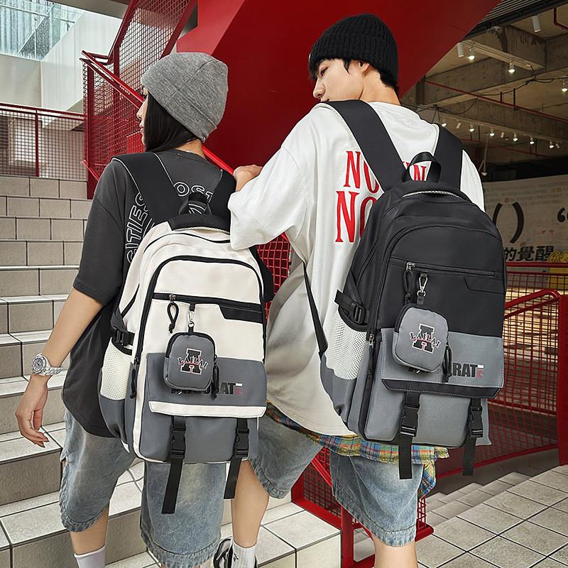 Blocked Color Fashionable Letter Printed Large Capacity Backpack Student