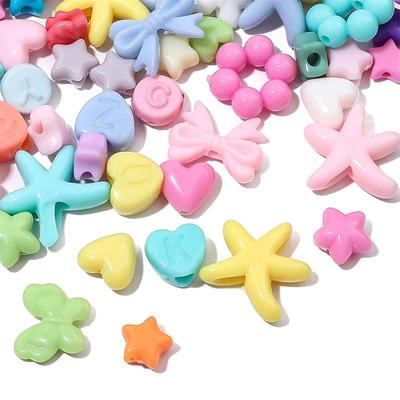 Niedliche Herz- und Stern-Acrylperlen Mix-Charms für DIY-Schmuck 20-200 Stück Optionen