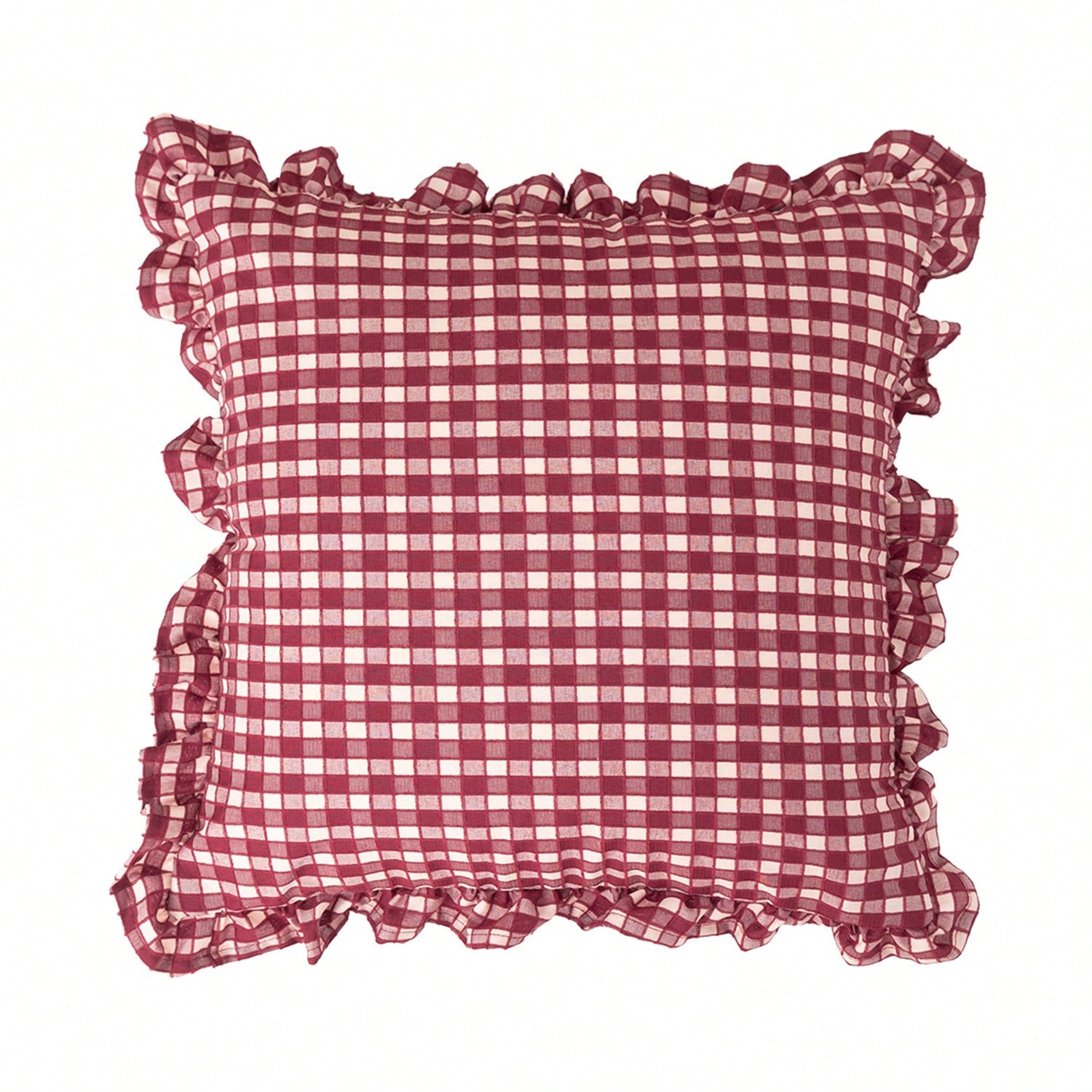 Poduszka Sofa Salon Amerykański Retro Kwadratowa Grzybkowata Krawędź Poduszka Łóżko Czerwona Kratka Poszewka na Poduszkę Lumbar Zagłówek Łóżka 45*45cm brown